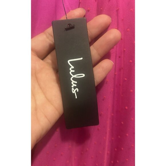 Lulus Hot Pink Tulle Tiered Puff Sleeve Mini Dress Womens Size M NWT 80s Madonna - Picture 12 of 16